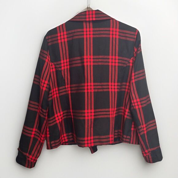Cato Womens Jacket XL Red Plaid Blazer Double Breasted Classic Preppy Academia - Picture 2 of 6